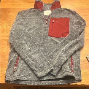 Men's Charcoal and Crimson Zip-Up Sweater